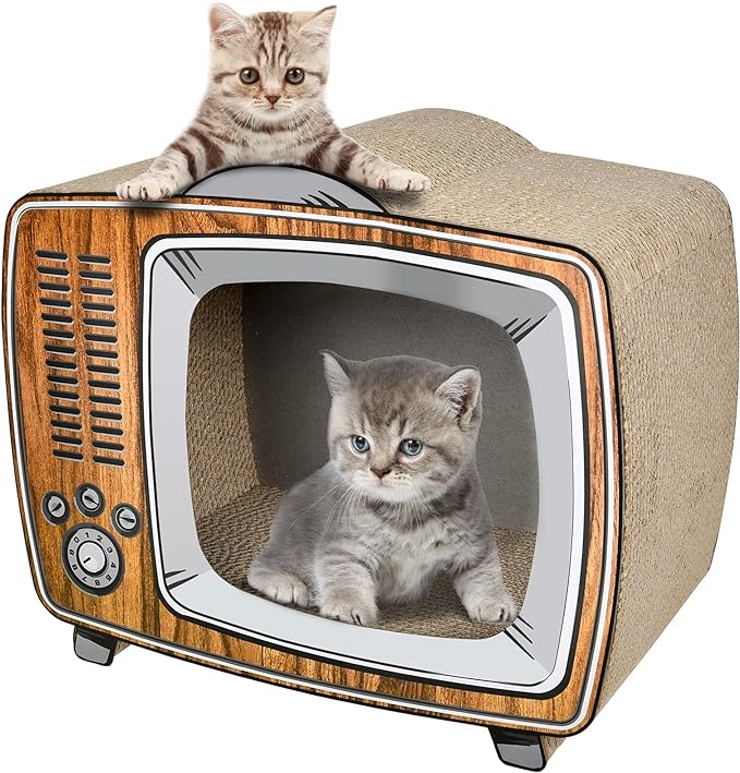 FluffyDream Cama rascador de cartón para TV para gatos, tabla de rascar para gatos, almohadillas duraderas para evitar daños en los muebles (Televisión)😻